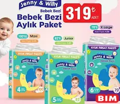 JENNY&WİLLY BEBEK BEZİ AYLIK PAKET ÇEŞİTLERİ